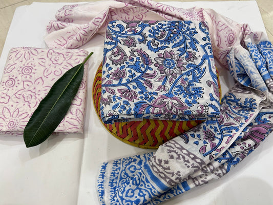 Pure cotton block print suit set