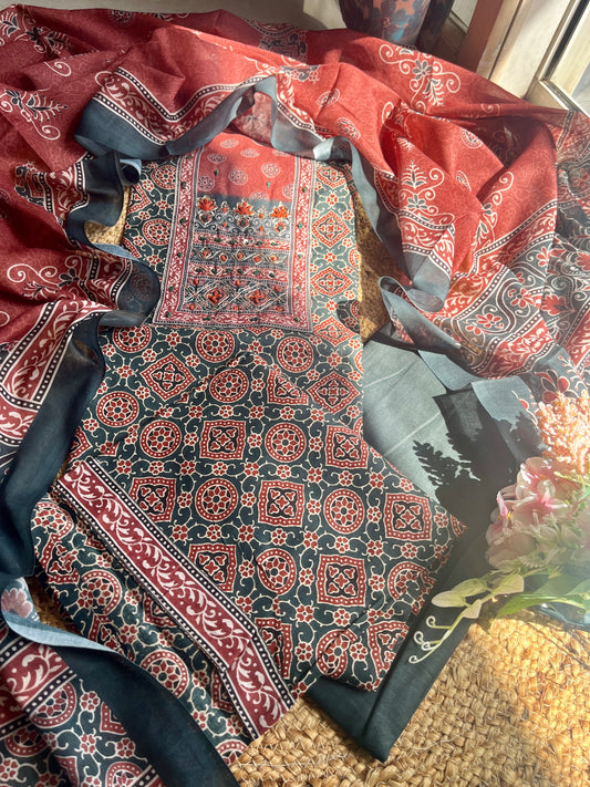 Pure cotton Ajarakh suit sets
