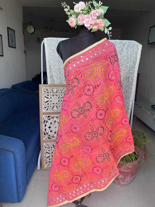 Chanderi Phulkari Dupatta