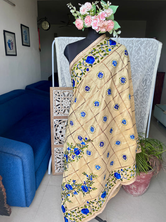 Chanderi Handwork Phulkari dupatta
