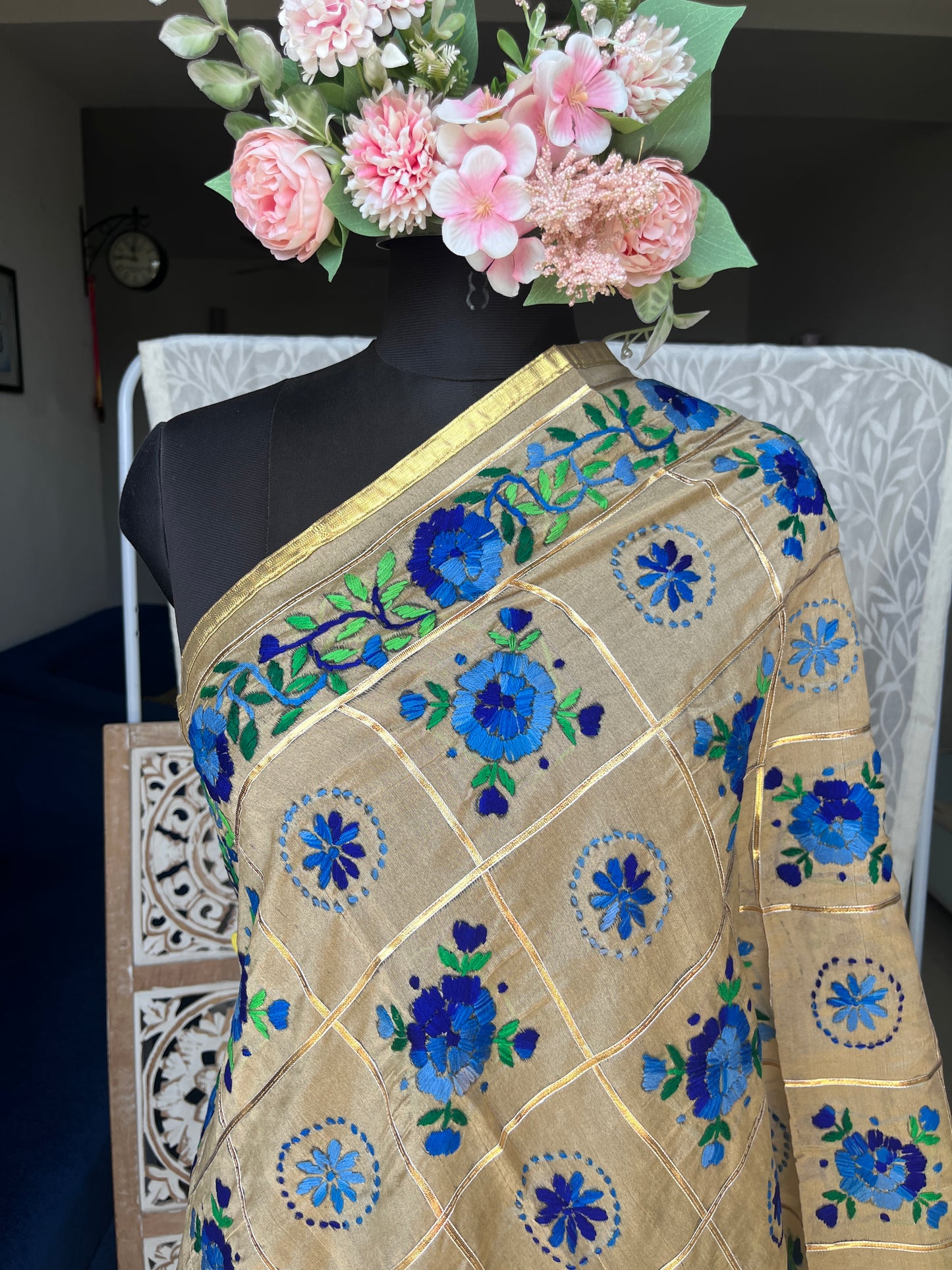 Chanderi Handwork Phulkari dupatta