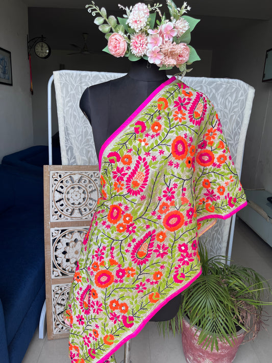 Chanderi Phulkari Stoles