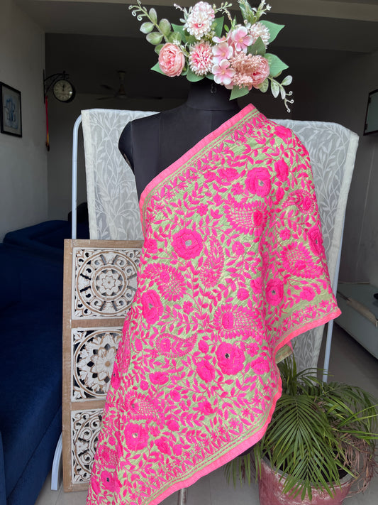 Chanderi Phulkari Stoles