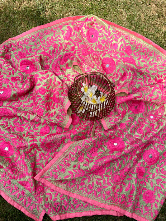 Chanderi Phulkari Stoles