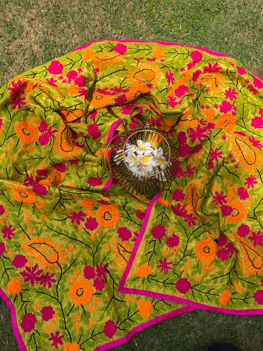 Chanderi Phulkari Stoles