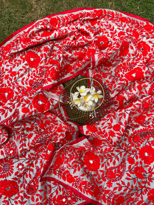 Chanderi Phulkari Stoles