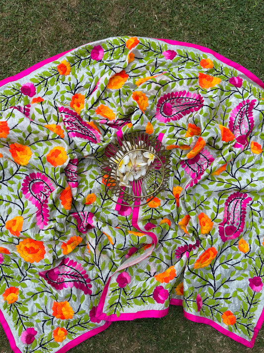 Chanderi Phulkari Stoles