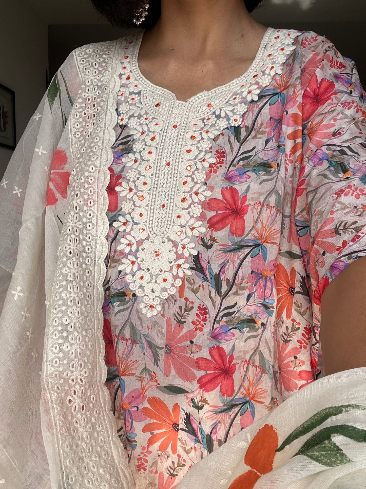 Linen semi-stitched suit set