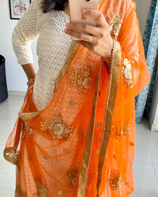 Zari work Net dupatta