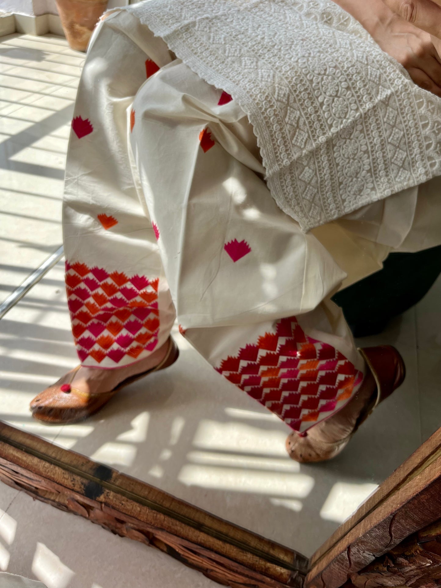 Machine Work Embroidered Phulkari Salwars