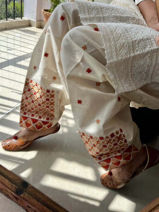 Machine Work Embroidered Phulkari Salwars