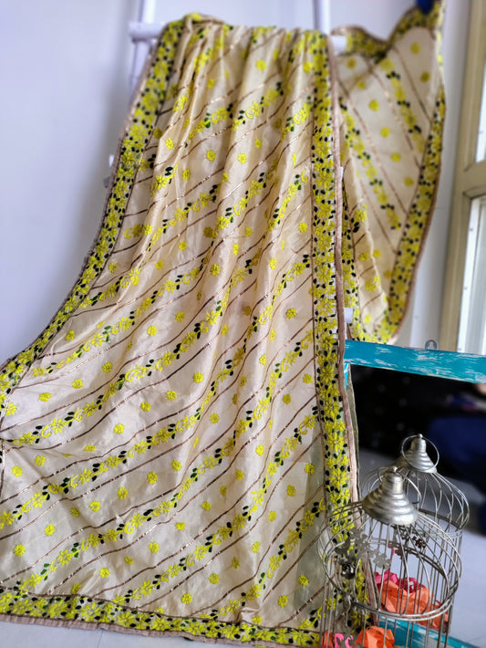 Chanderi Handwork Phulkari dupatta