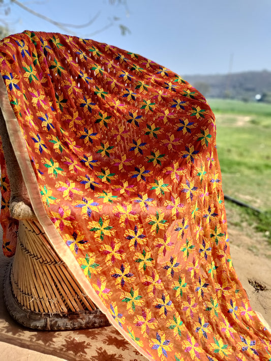 Phulkari chiffon dupatta