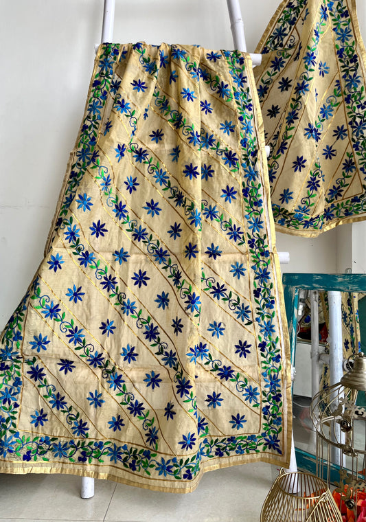 Chanderi Handwork Phulkari dupatta