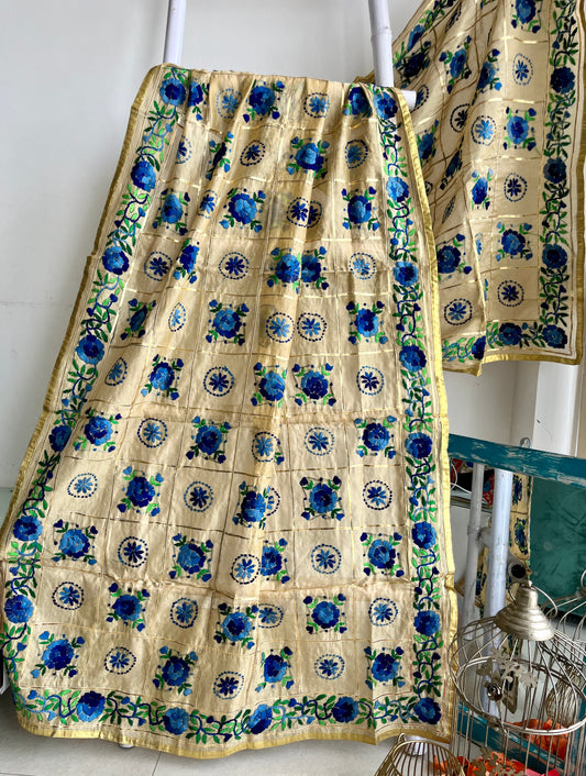 Chanderi Handwork Phulkari dupatta