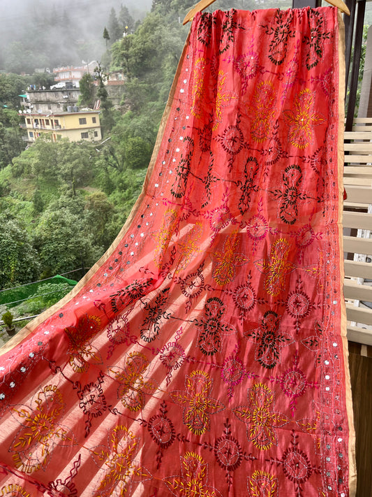 Chanderi Phulkari Dupatta