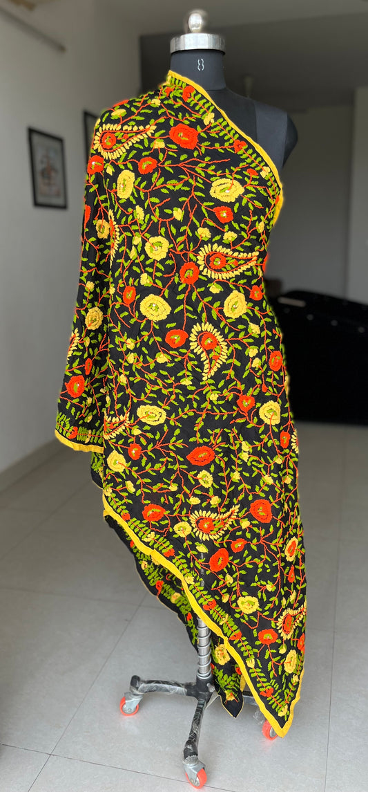Handwork Phulkari Dupatta on Georgette base