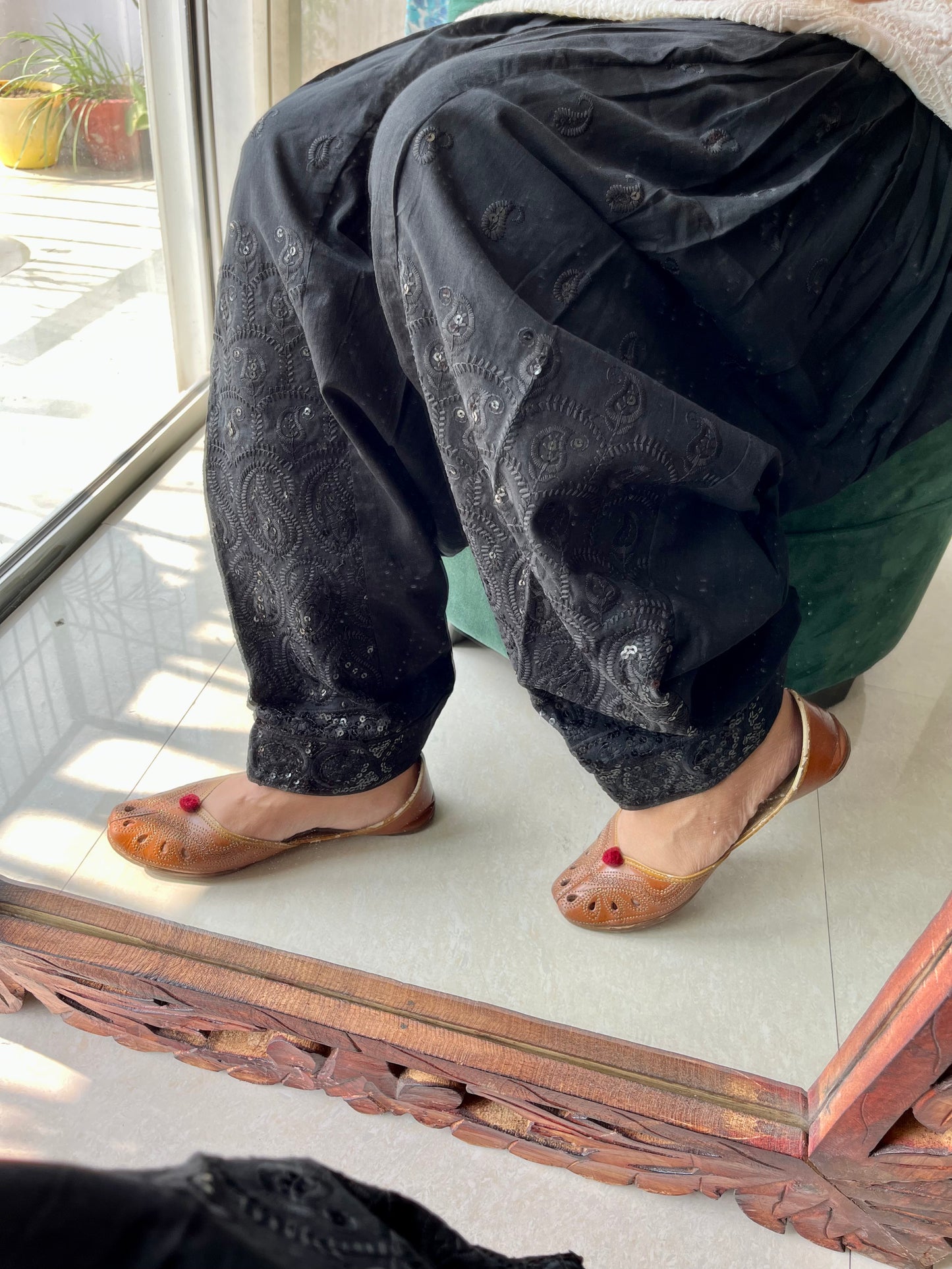 Sequins embroidered salwars