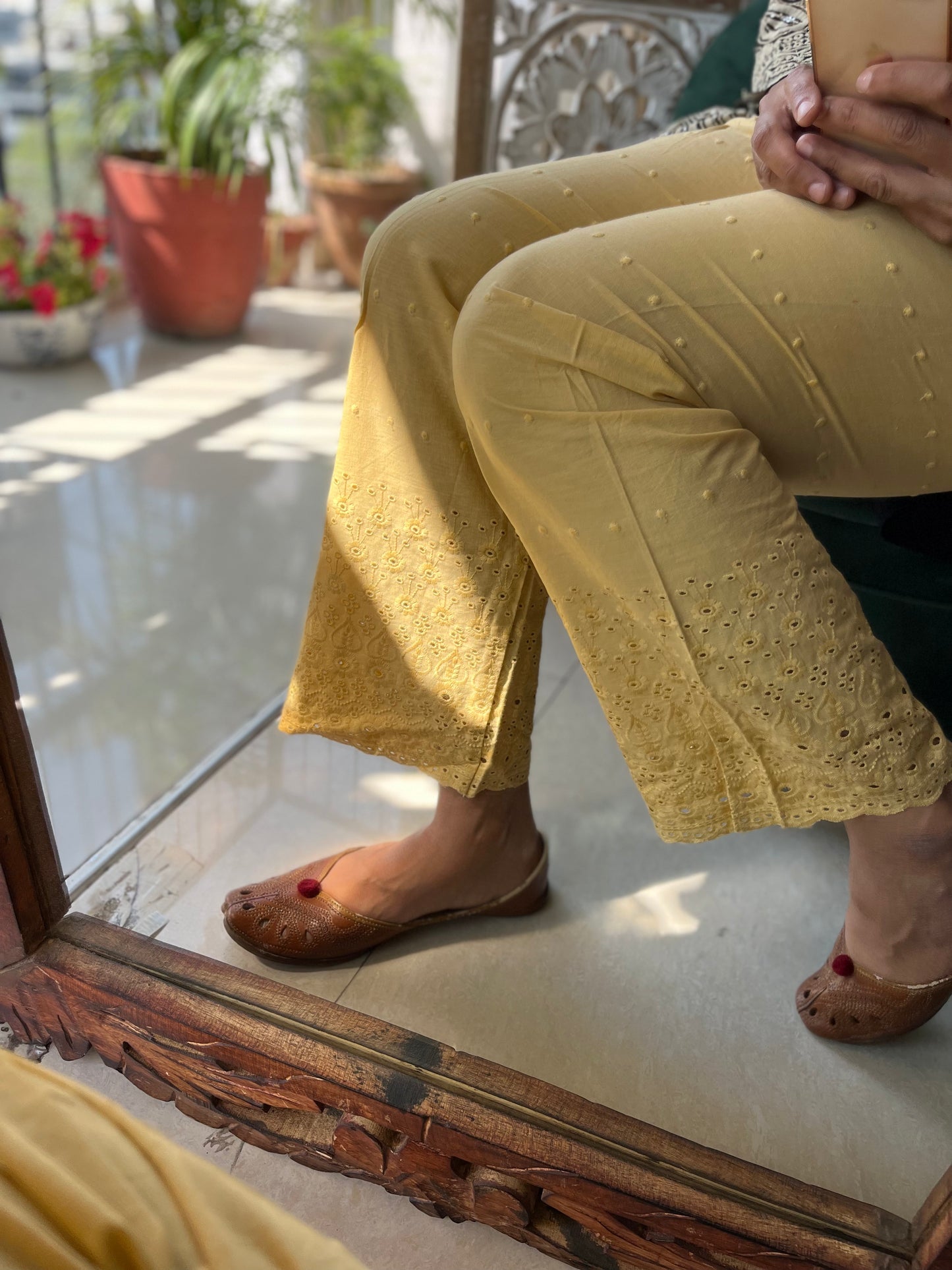 Cutwork Embroidered Plazo Pants