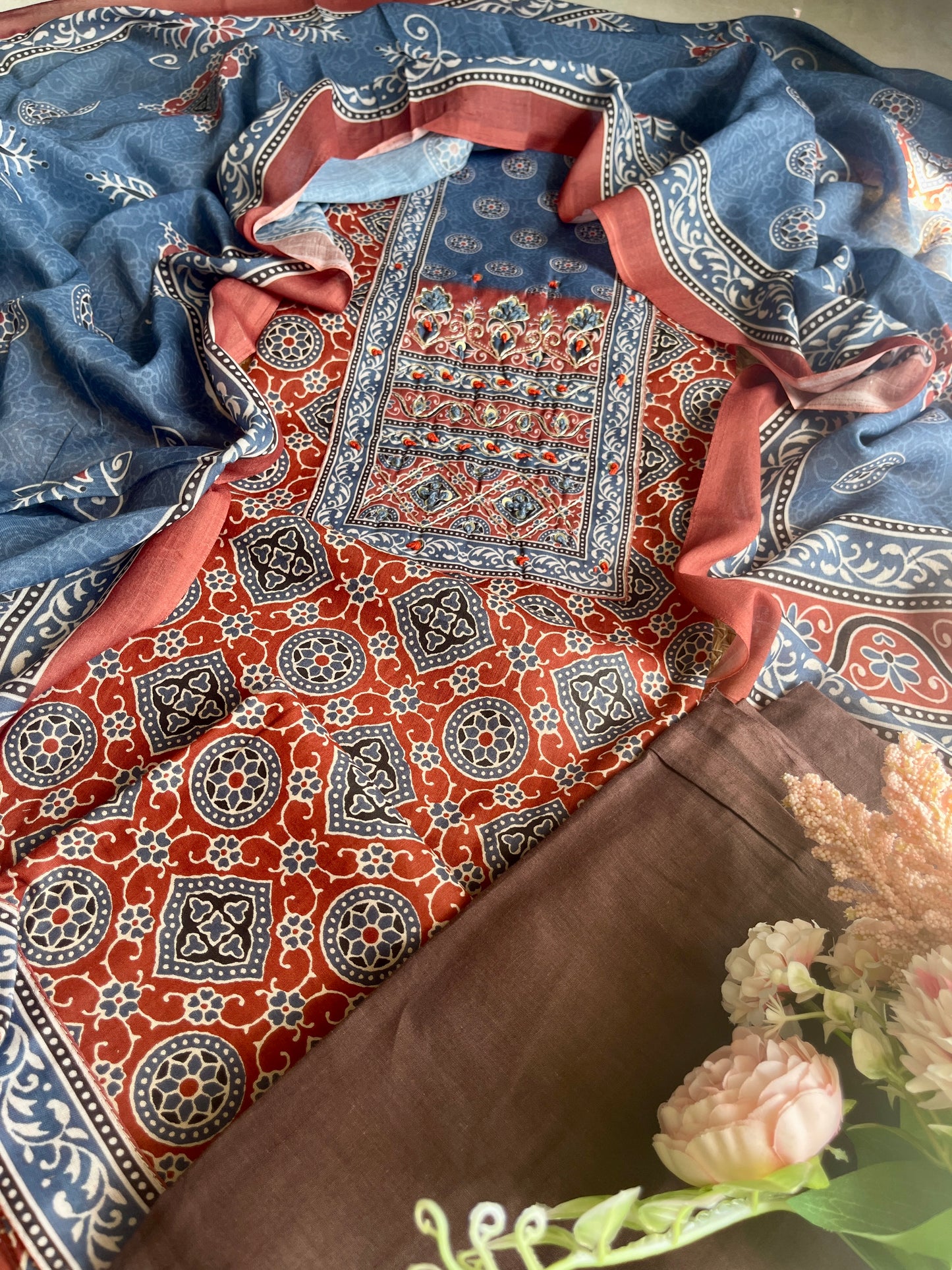 Pure cotton Ajarakh suit sets