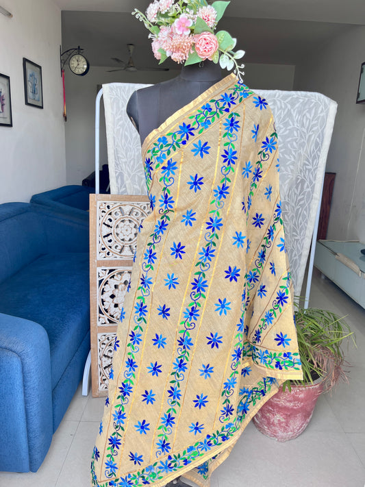 Chanderi Handwork Phulkari dupatta