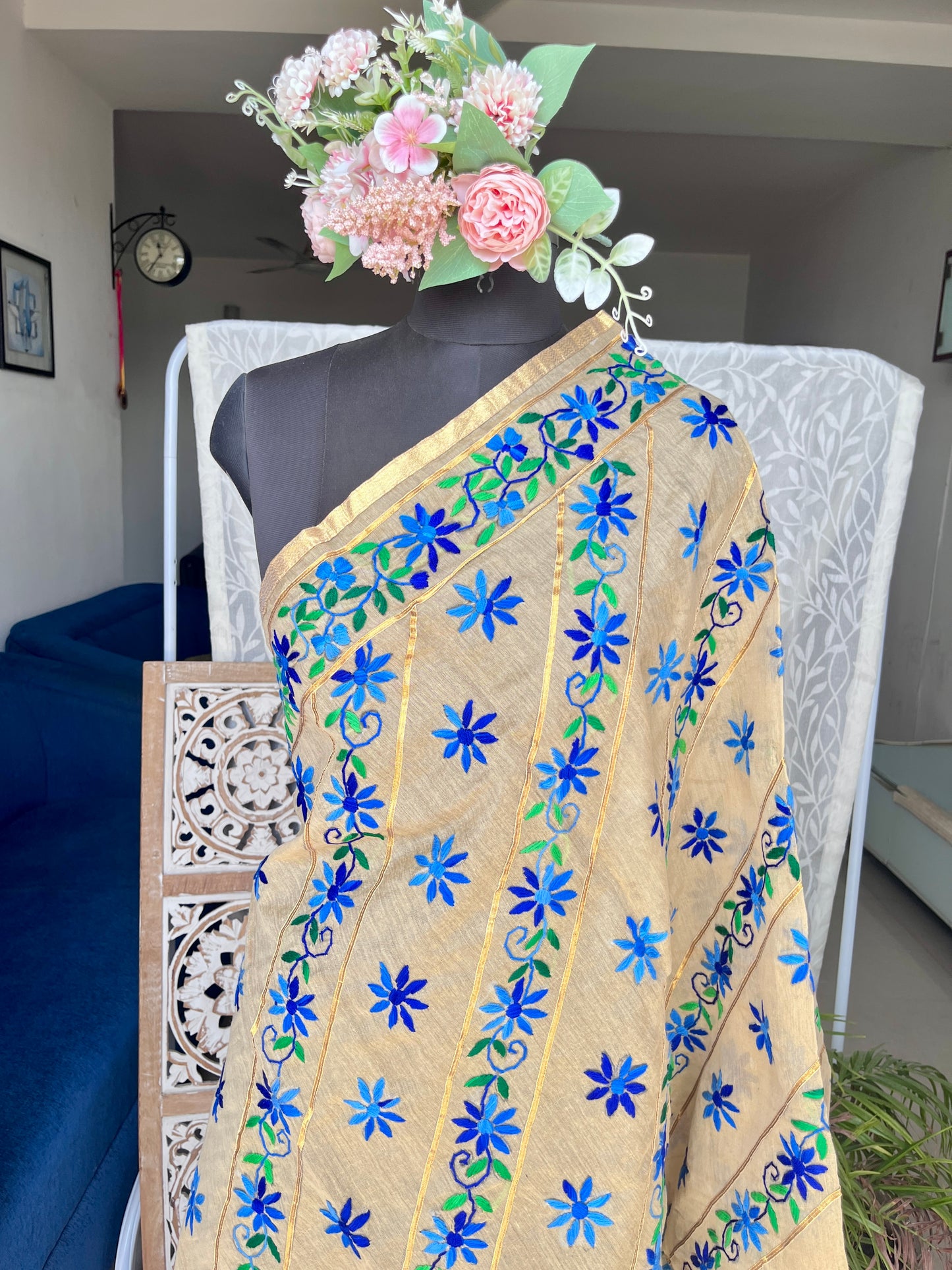 Chanderi Handwork Phulkari dupatta