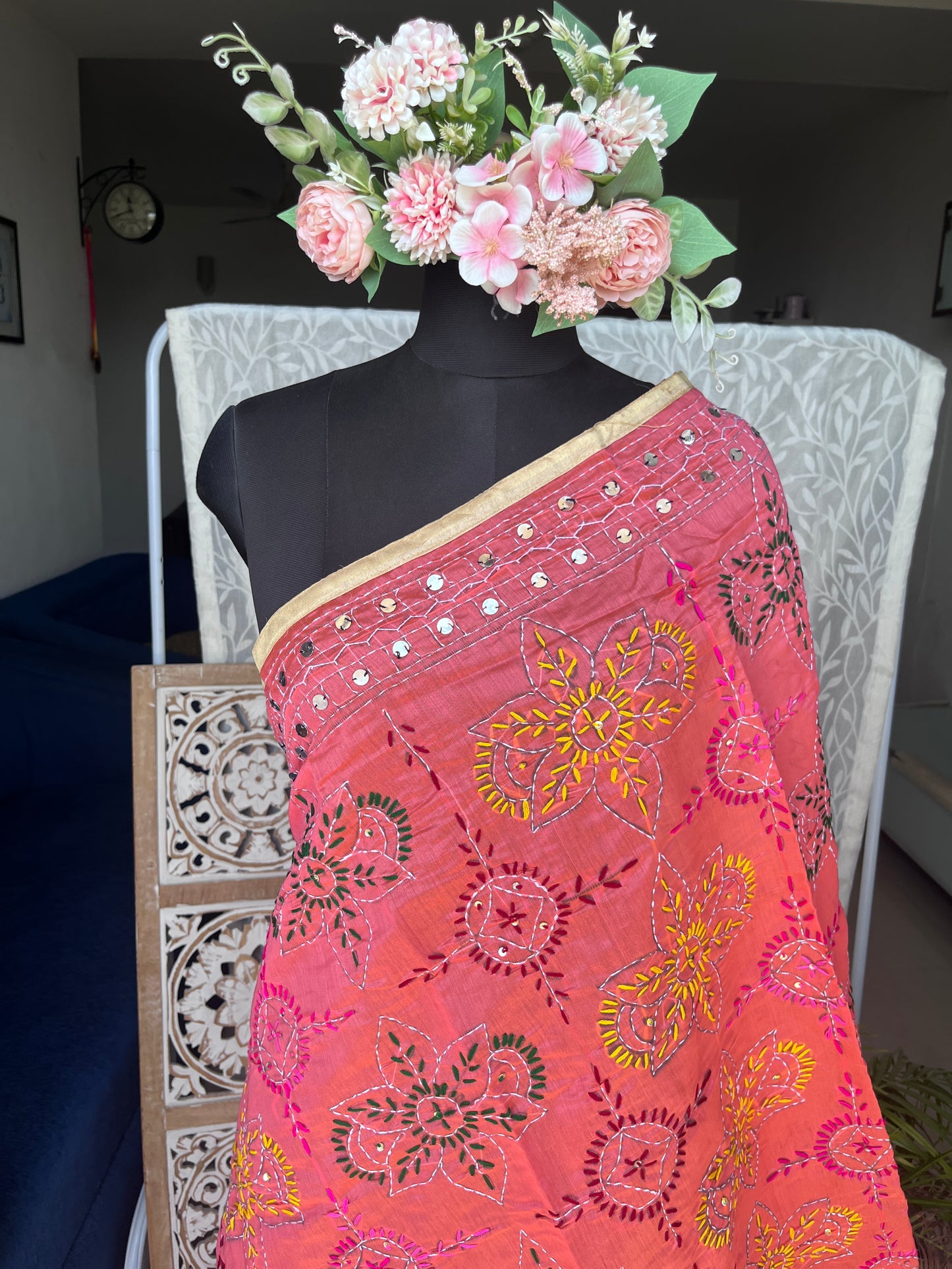 Chanderi Phulkari Dupatta