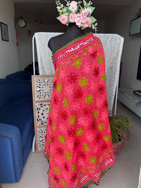 Chanderi Handwork Phulkari Dupatta