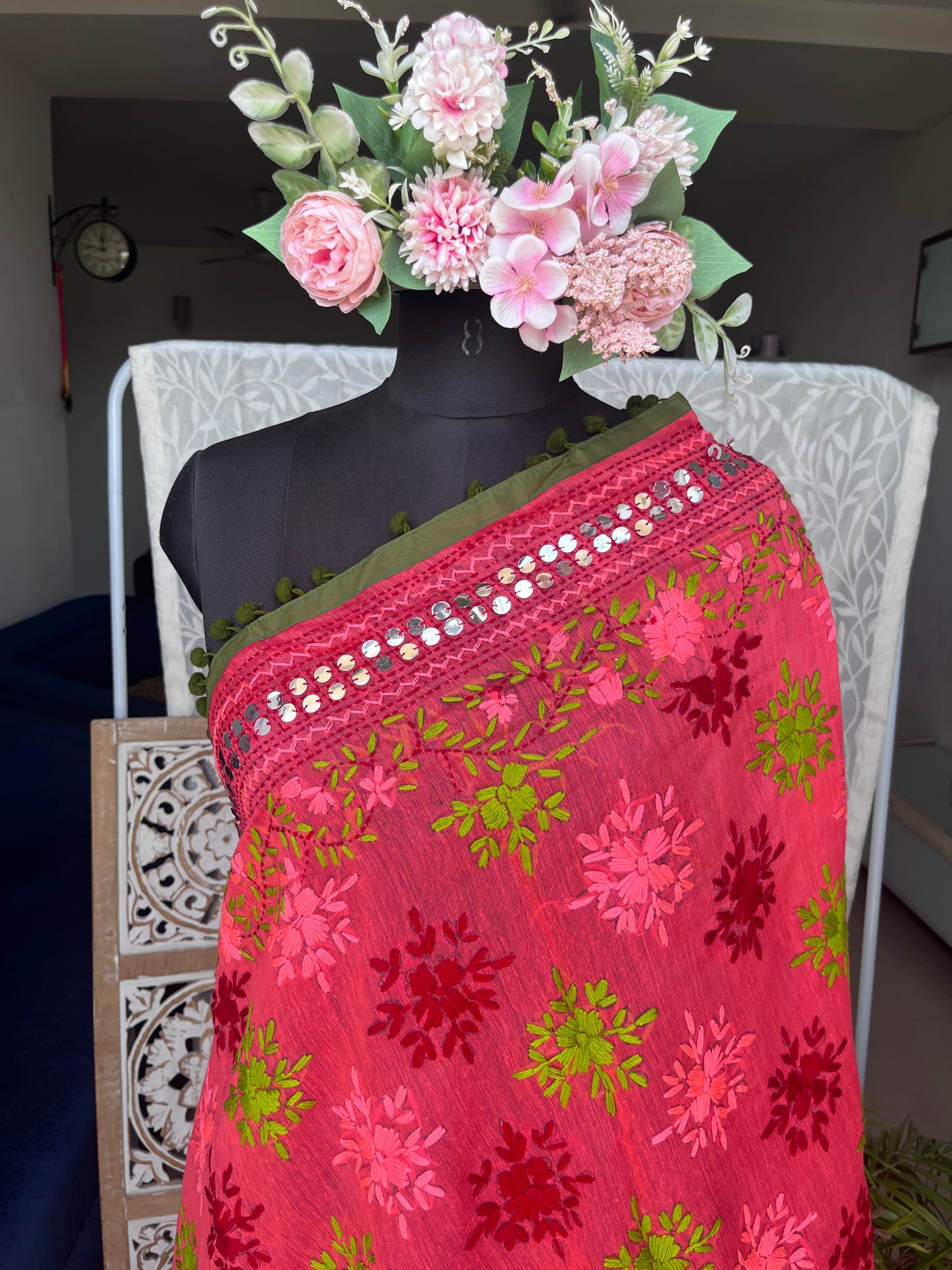 Chanderi Handwork Phulkari Dupatta