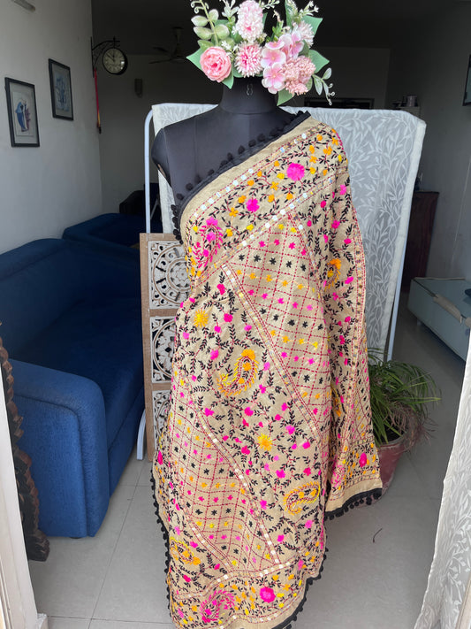 Chanderi Handwork Phulkari Dupatta