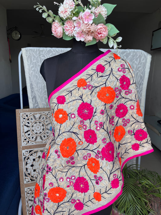 Chanderi Phulkari Stoles