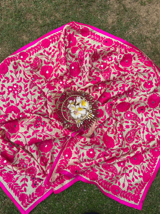 Chanderi Phulkari Stoles