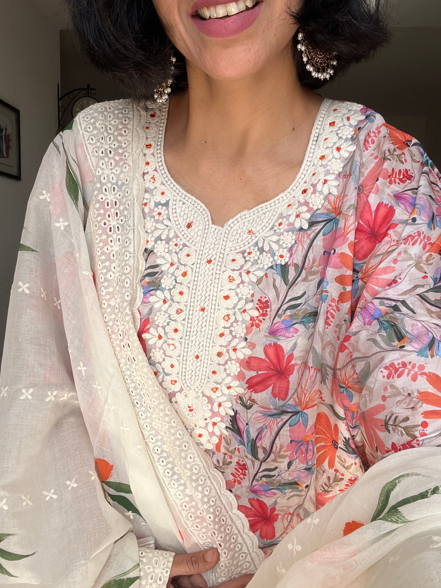 Linen semi-stitched suit set